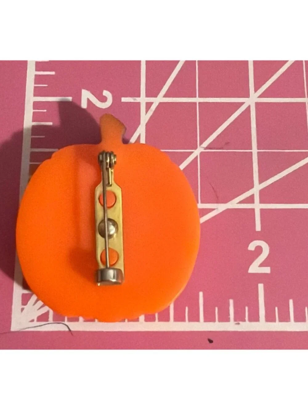 2 Vintage Jack O Lantern Pin Brooch Pumpkin Halloween Plastic Textured Estate